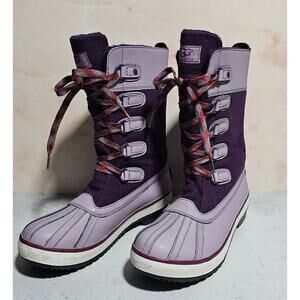 UGG Women's Baroness Purple Ski Snow Winter Lace-Up Wool Lined Leather Boots 6